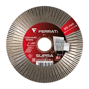 Диамантен диск ,3 в 1: позволява рязане на 45°, 90° и шлифоване на ръбове.